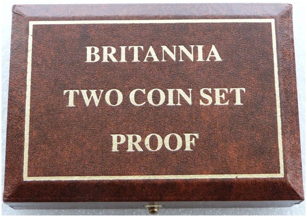 1987 - 1989 Royal Mint Britannia £25 and £10 Gold Proof 2 Coin Set Box