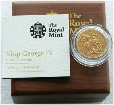 1821 George IV St George and the Dragon Full Sovereign Gold Coin Box Coa