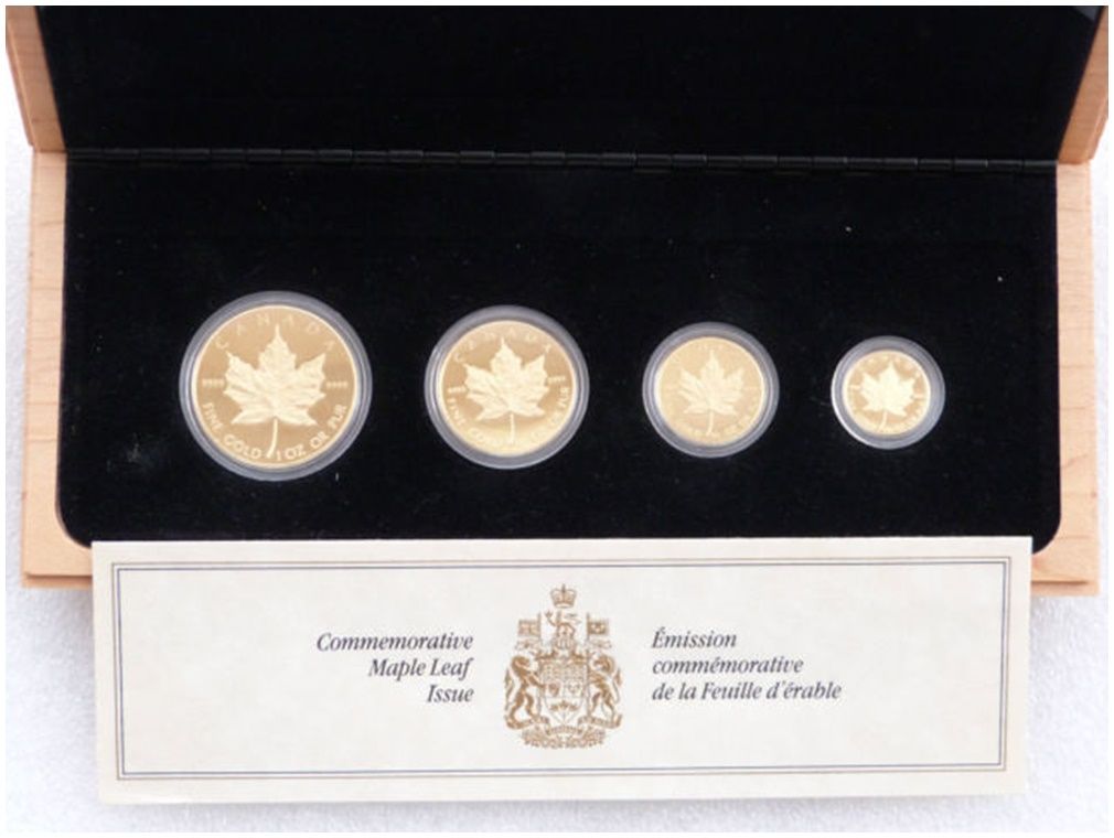 1989 Canada Maple Leaf Gold Proof 4 Coin Set Box Coa