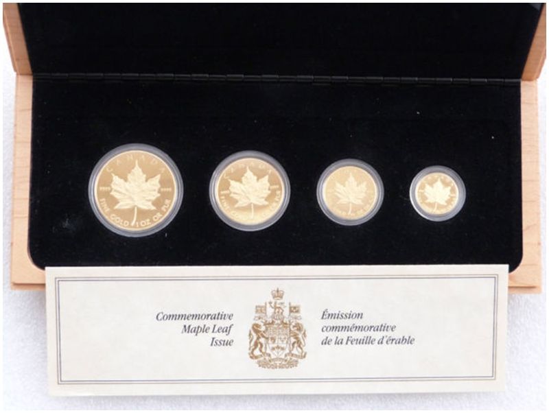 1989 Canada Maple Leaf Gold Proof 4 Coin Set Box Coa