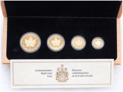 1989 Canada Maple Leaf Gold Proof 4 Coin Set Box Coa