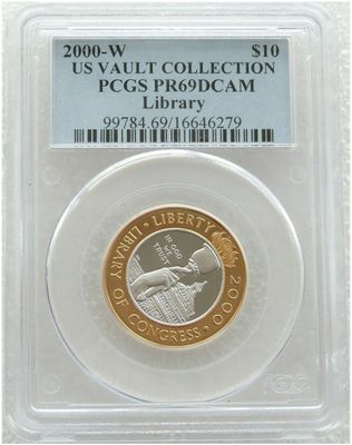 2000-W American Library of Congress Bi-Metal $10 Platinum Gold Proof Coin PCGS PR69 DCAM