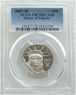 2007-W American Eagle $50 Platinum Proof 1/2oz Coin PCGS PR70 DCAM