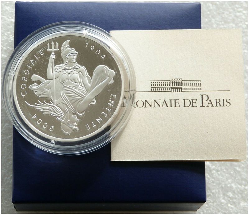 2004 France Entente Cordiale 1.5 Euro Silver Proof Coin Box Coa