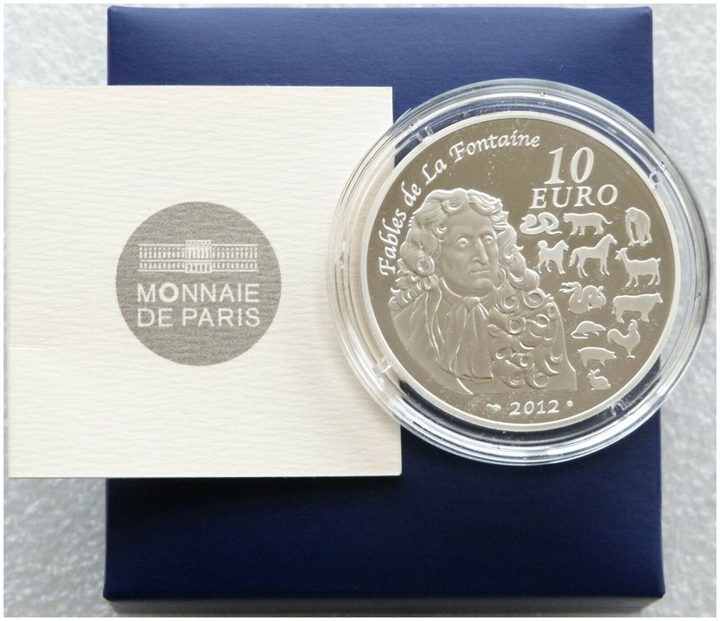 2012 France Lunar Dragon 10 Euro Silver Proof Coin Box Coa