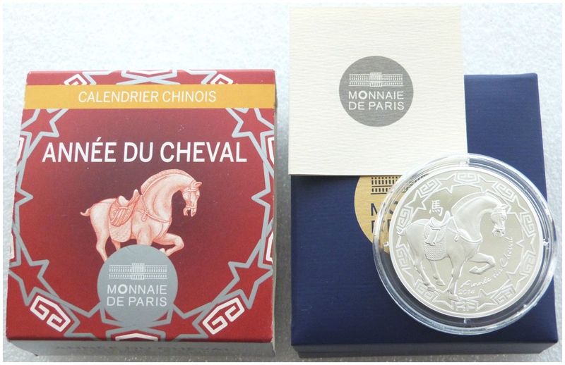 2014 France Lunar Horse 10 Euro Silver Proof Coin Box Coa