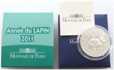 2011 France Lunar Rabbit 5 Euro Silver Coin Box Coa