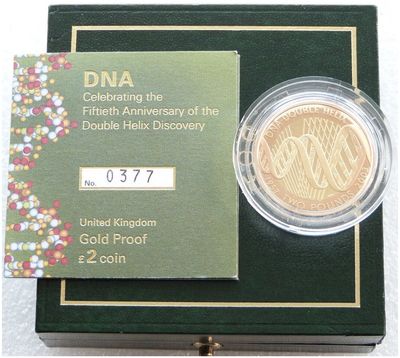2003 DNA Double Helix £2 Gold Proof Coin Box Coa