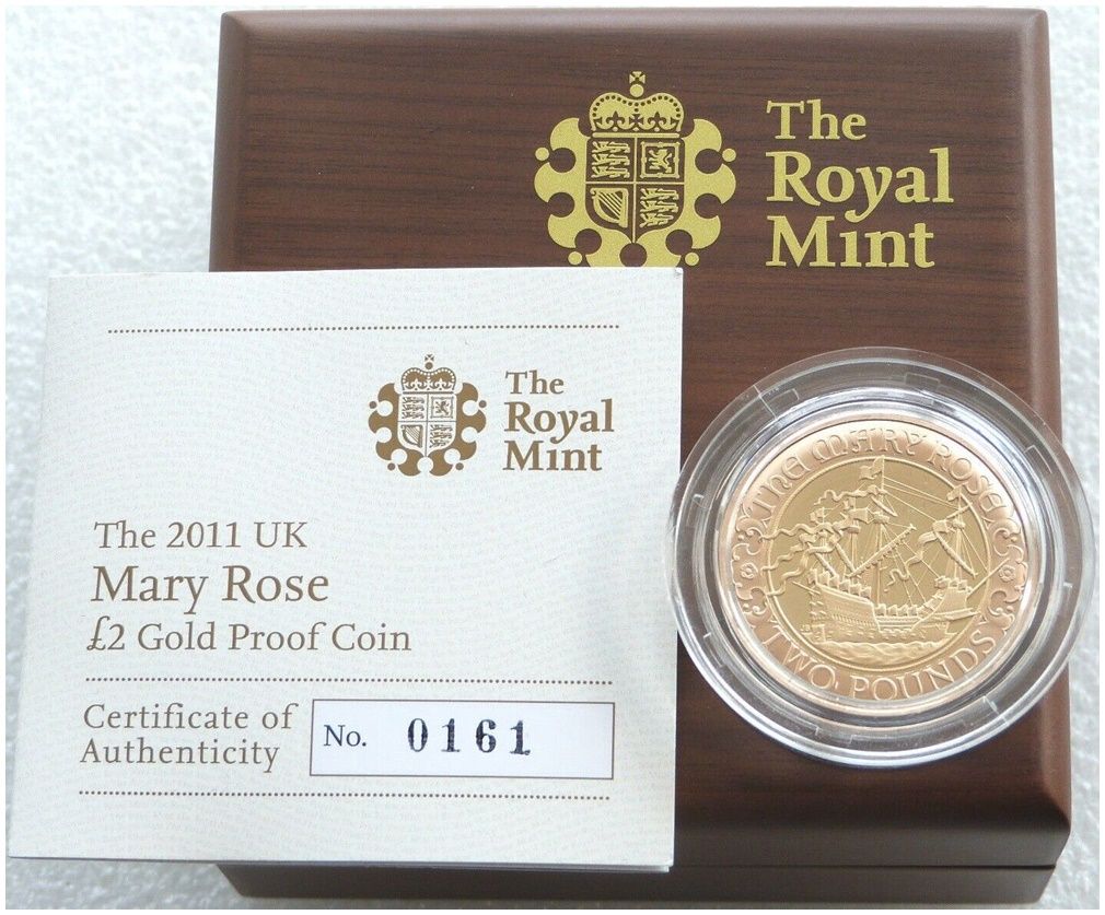 2011 Mary Rose £2 Gold Proof Coin Box Coa - Mintage 692