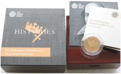 2016 William Shakespeare Histories £2 Gold Proof Coin Box Coa - Mintage 156