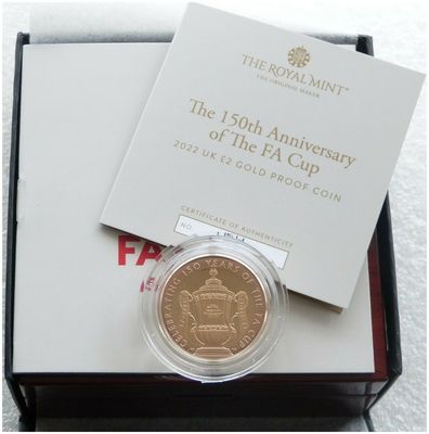 2022 FA Cup £2 Gold Proof Coin Box Coa