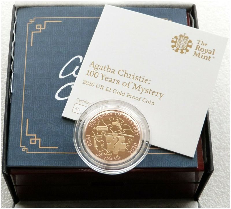 2020 Agatha Christie £2 Gold Proof Coin Box Coa