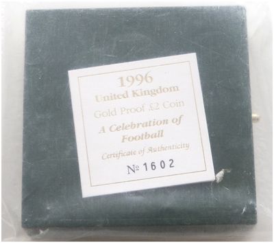 1996 Celebration of Football £2 Gold Proof Coin Box Coa Sealed