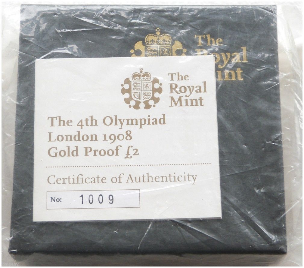 2008 London Olympic Games Centenary £2 Gold Proof Coin Box Coa Sealed