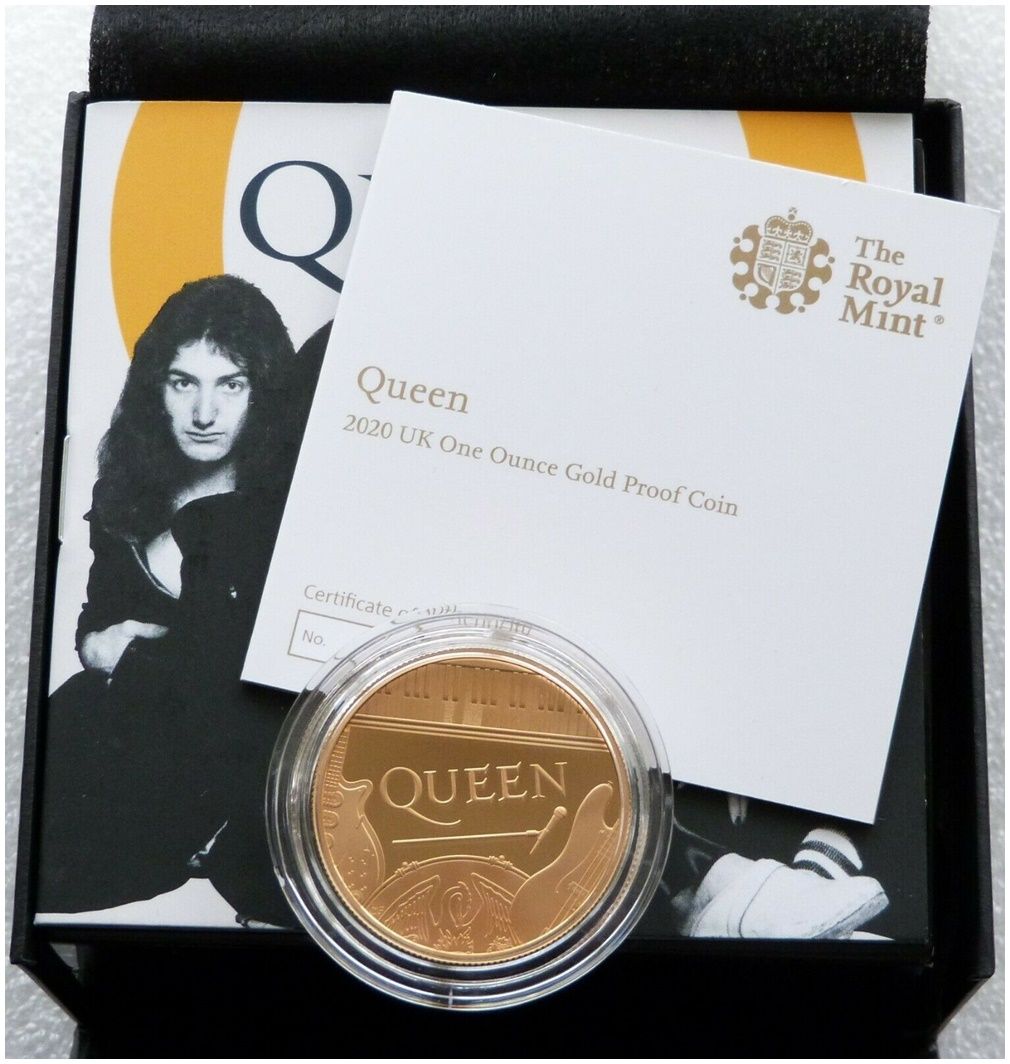 2020 Music Legends Queen £100 Gold Proof 1oz Coin Box Coa