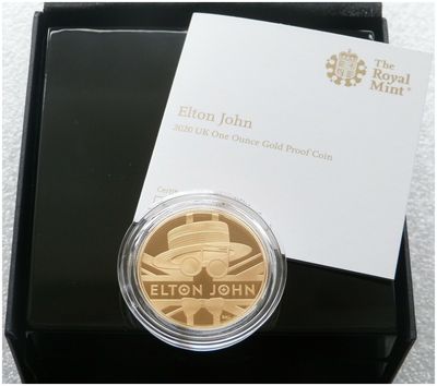 2020 Music Legends Elton John £100 Gold Proof 1oz Coin Box Coa