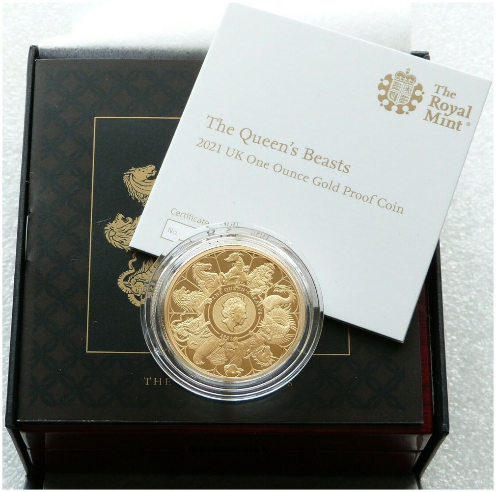 2021 Queens Beasts Completer £100 Gold Proof 1oz Coin Box Coa 2021 Queens Beasts Completer £100 Gold Proof 1oz Coin Box Coa