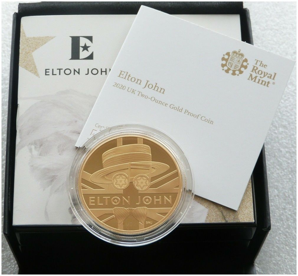 2020 Music Legends Elton John £200 Gold Proof 2oz Coin Box Coa