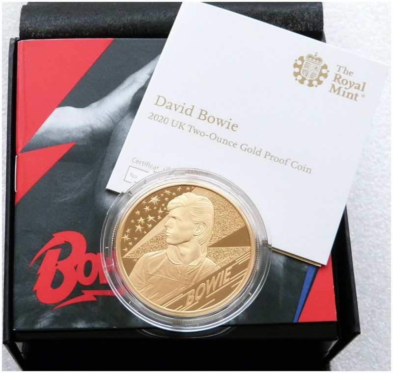 2020 Music Legends David Bowie £200 Gold Proof 2oz Coin Box Coa