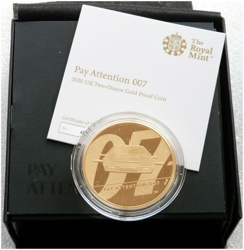 2020 James Bond Pay Attention 007 £200 Gold Proof 2oz Coin Box Coa