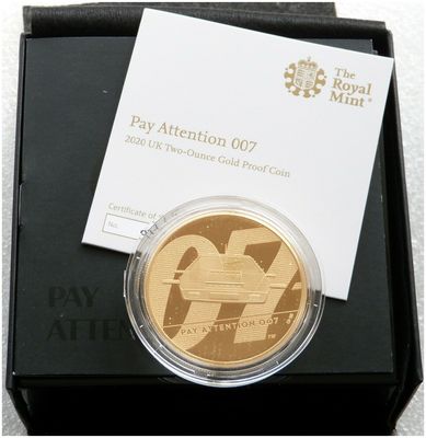 2020 James Bond Pay Attention 007 £200 Gold Proof 2oz Coin Box Coa