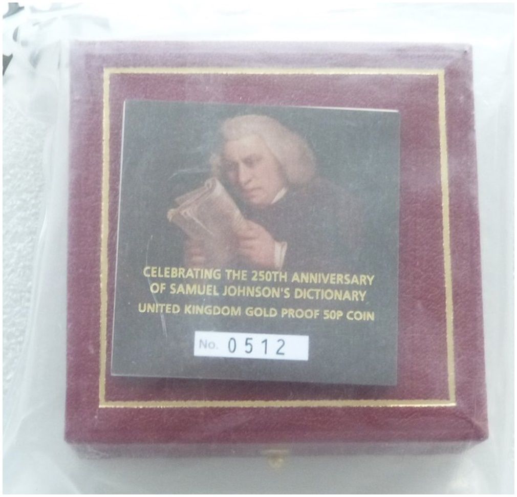 2005 Dictionary 50p Gold Proof Coin Box Coa Sealed