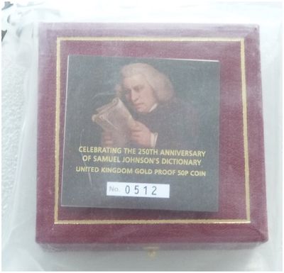 2005 Dictionary 50p Gold Proof Coin Box Coa Sealed