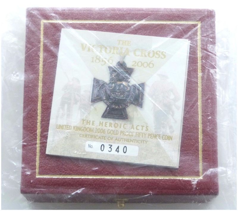 2006 Victoria Cross Heroic Acts 50p Gold Proof Coin Box Coa Sealed
