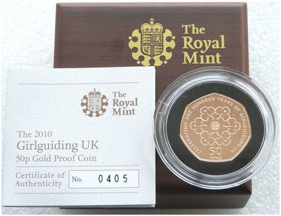 2010 Girlguiding 50p Gold Proof Coin Box Coa - Mintage 355