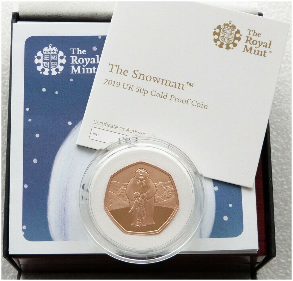 2019 The Snowman 50p Gold Proof Coin Box Coa