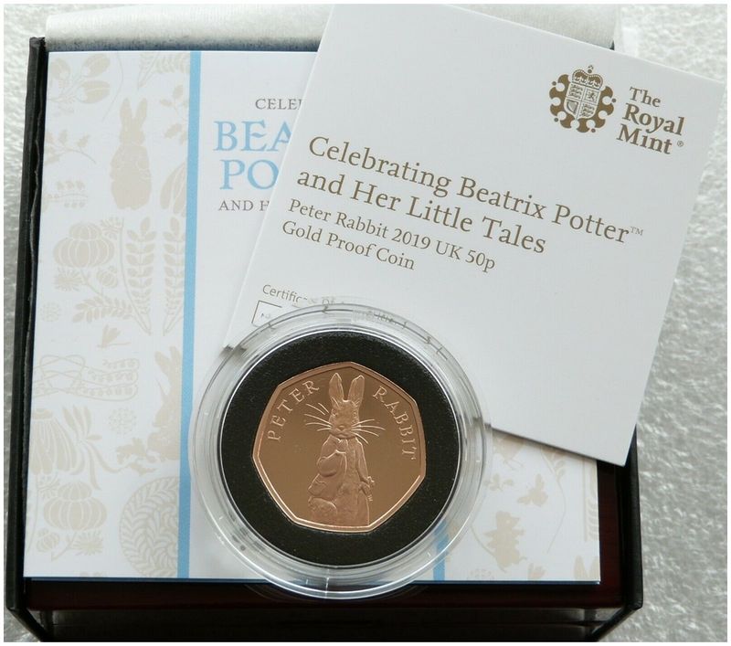 2019 Peter Rabbit 50p Gold Proof Coin Box Coa