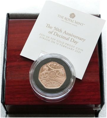 2021 Struck on the Day Decimal Day 50p Gold Proof Coin Box Coa