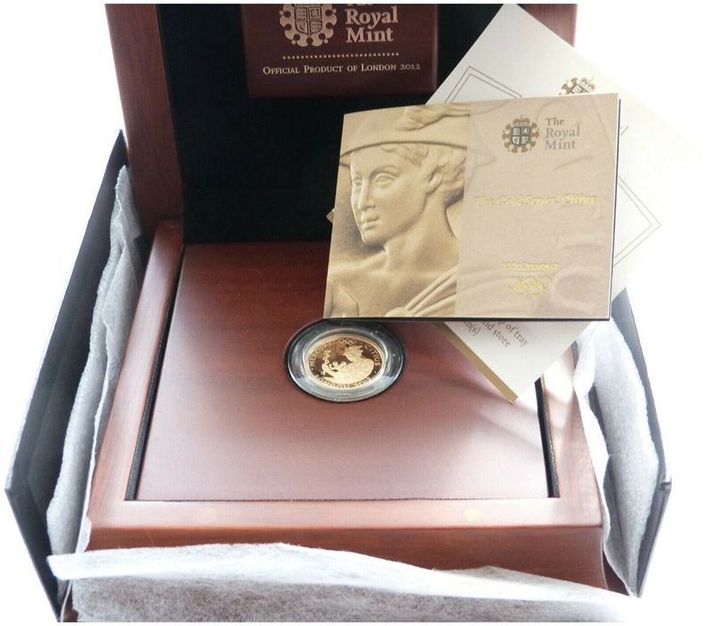 2010 London Olympic Games Faster Mercury £25 Gold Proof 1/4oz Coin Box Coa