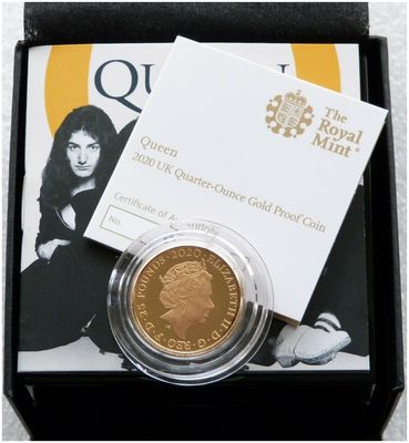 2020 Music Legends Queen £25 Gold Proof 1/4oz Coin Box Coa