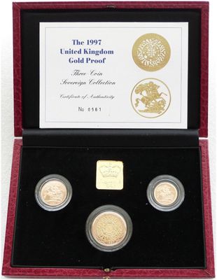 1997 Sovereign Gold Proof 3 Coin Set Box Coa