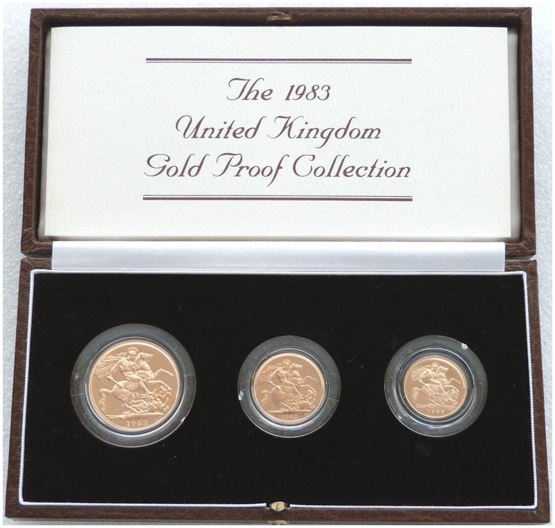 1983 Sovereign Gold Proof 3 Coin Set Box Coa