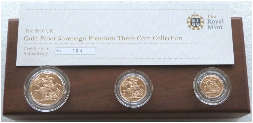 2010 Premium Sovereign Gold Proof 3 Coin Set Box Coa