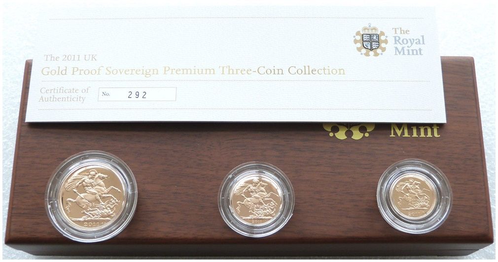 2011 Premium Sovereign Gold Proof 3 Coin Set Box Coa