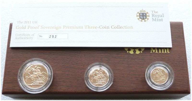 2011 Premium Sovereign Gold Proof 3 Coin Set Box Coa