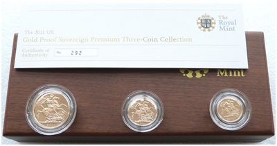 2011 Premium Sovereign Gold Proof 3 Coin Set Box Coa