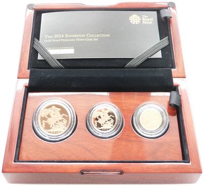 2014 Premium Sovereign Gold Proof 3 Coin Set Box Coa