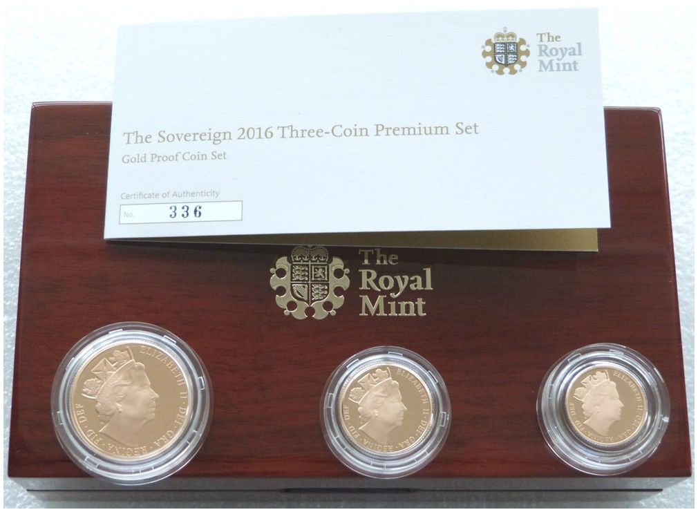 2016 Queens 90th Birthday Sovereign Premium Sovereign Gold Proof 3 Coin Set Box Coa - James Butler