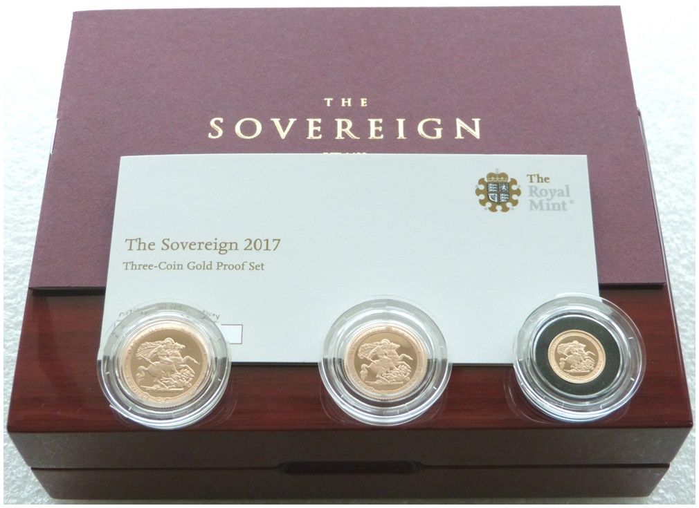 2017 Pistrucci Sovereign Gold Proof 3 Coin Set Box Coa