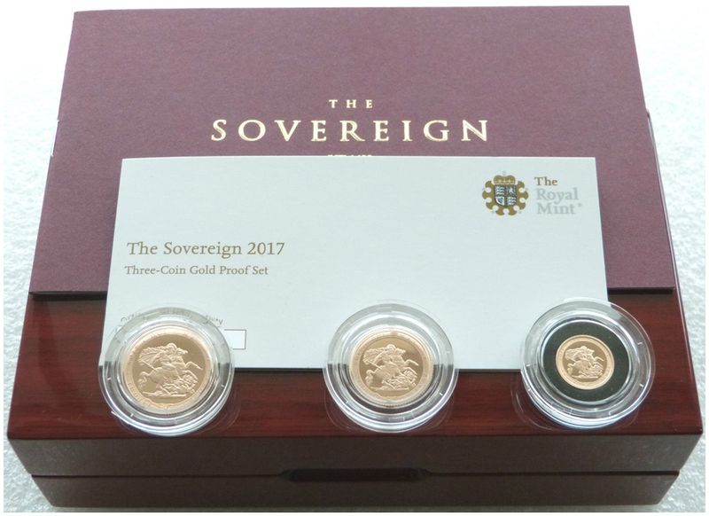 2017 Pistrucci Sovereign Gold Proof 3 Coin Set Box Coa