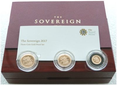 2017 Pistrucci Sovereign Gold Proof 3 Coin Set Box Coa