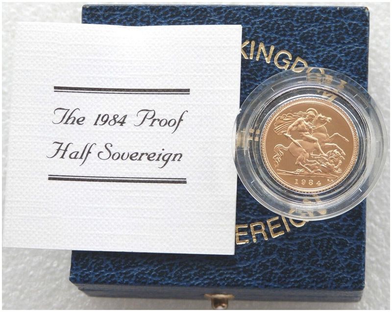 1984 St George and the Dragon Half Sovereign Gold Proof Coin Box Coa