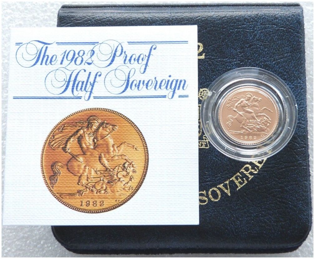 1982 St George and the Dragon Half Sovereign Gold Proof Coin Box Coa