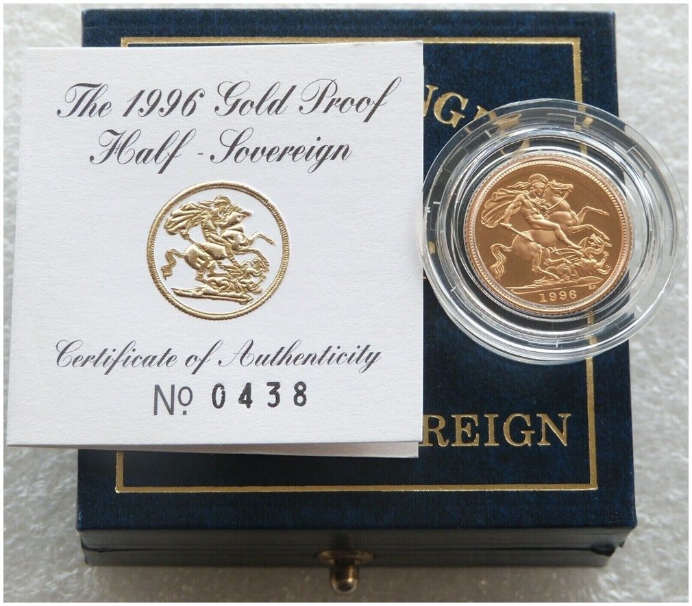1996 St George and the Dragon Half Sovereign Gold Proof Coin Box Coa