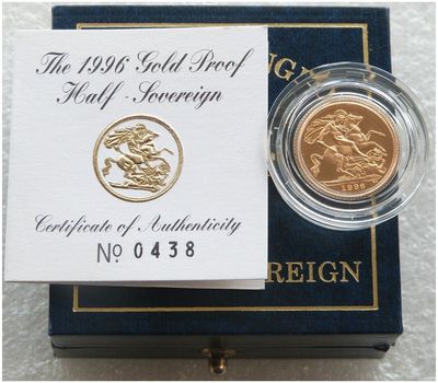 1996 St George and the Dragon Half Sovereign Gold Proof Coin Box Coa