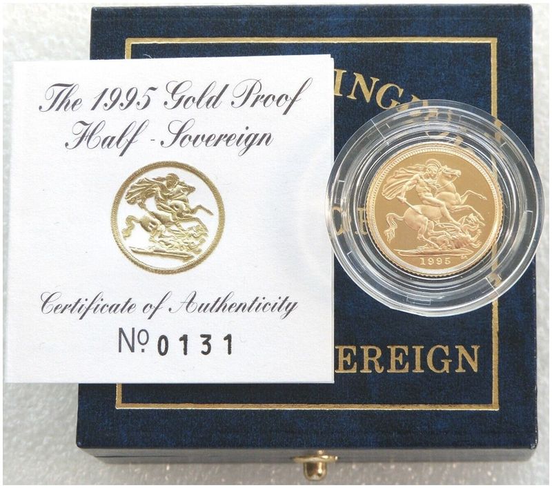 1995 St George and the Dragon Half Sovereign Gold Proof Coin Box Coa